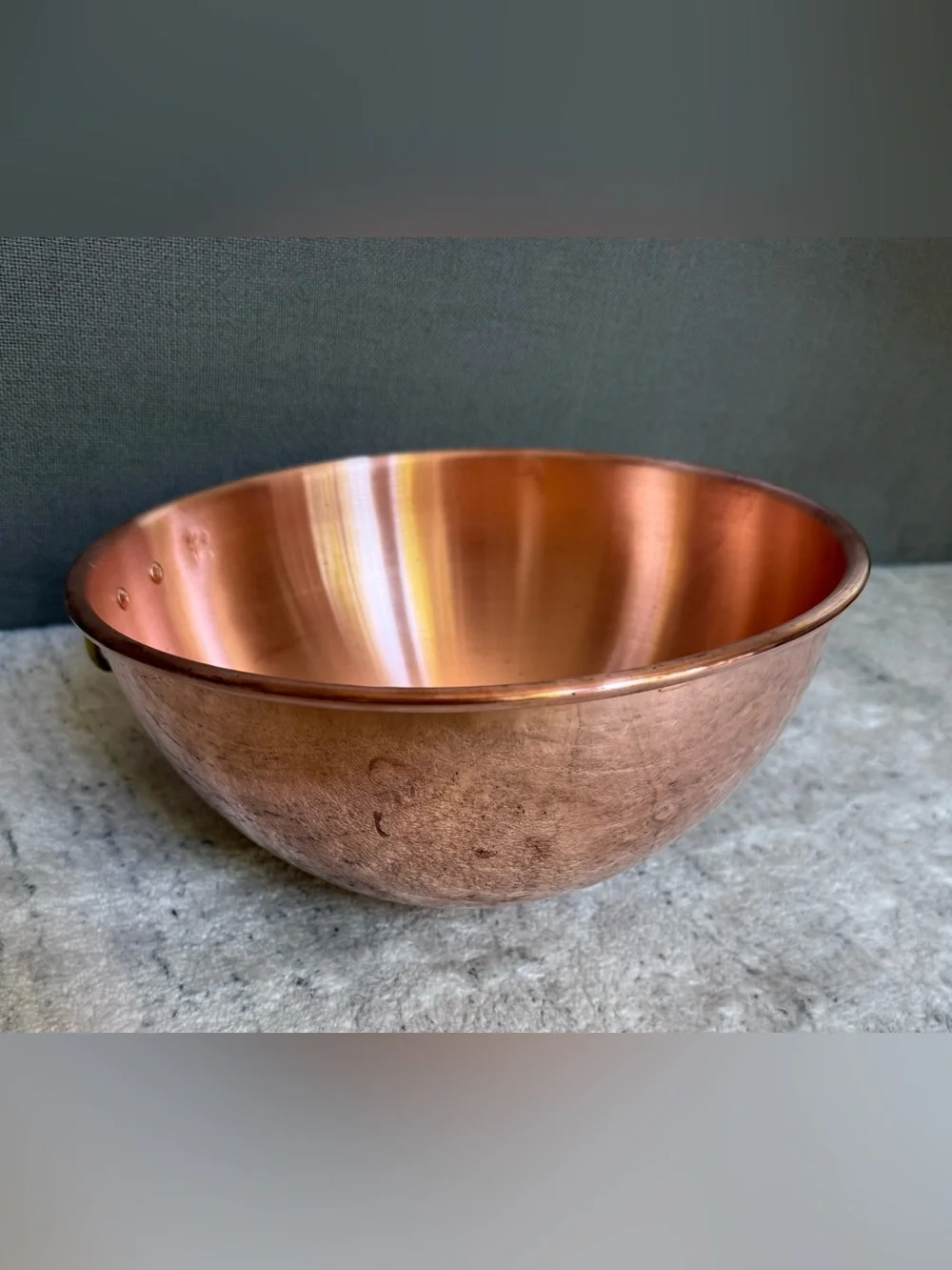 VTG Williams Sonoma Mauviel Copper Beating Mixing Bowl with Loop Handle 10.5”